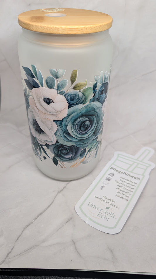 Mattes Glas mit Bambusdeckel – verschiedene Motive ✨