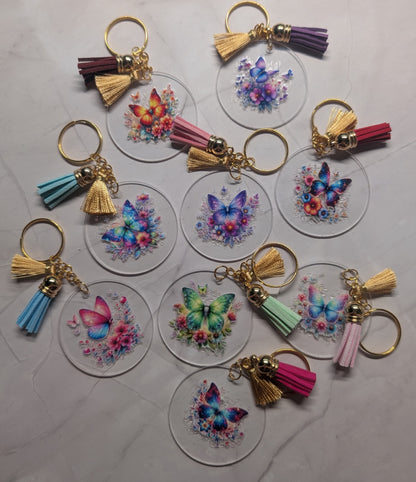 Schlüsselanhänger mit Schmetterling & Quaste