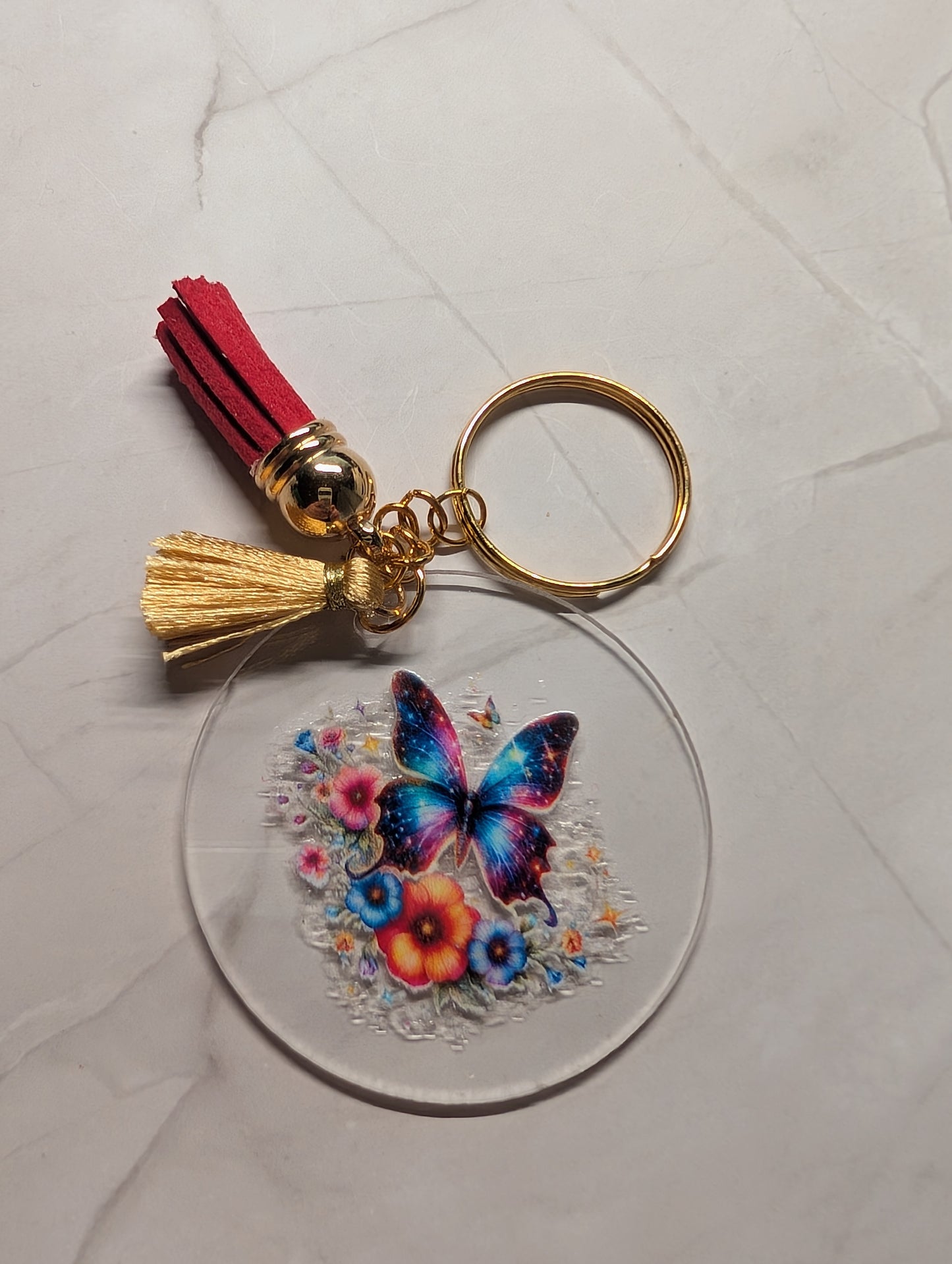 Schlüsselanhänger mit Schmetterling & Quaste