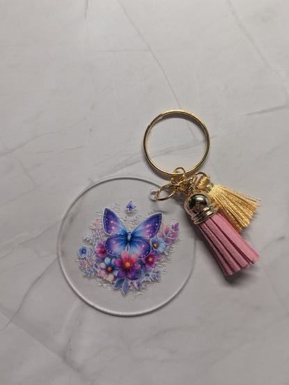 Schlüsselanhänger mit Schmetterling & Quaste