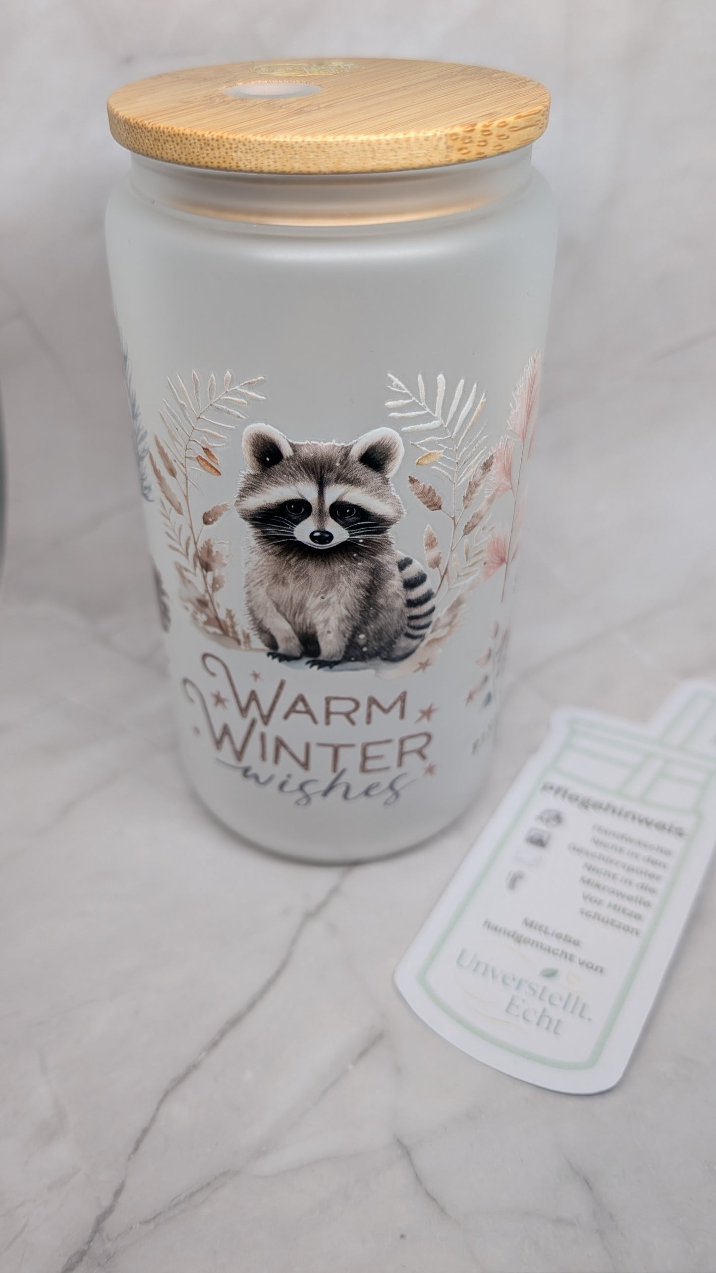 Mattes Glas mit Bambusdeckel – verschiedene Motive ✨