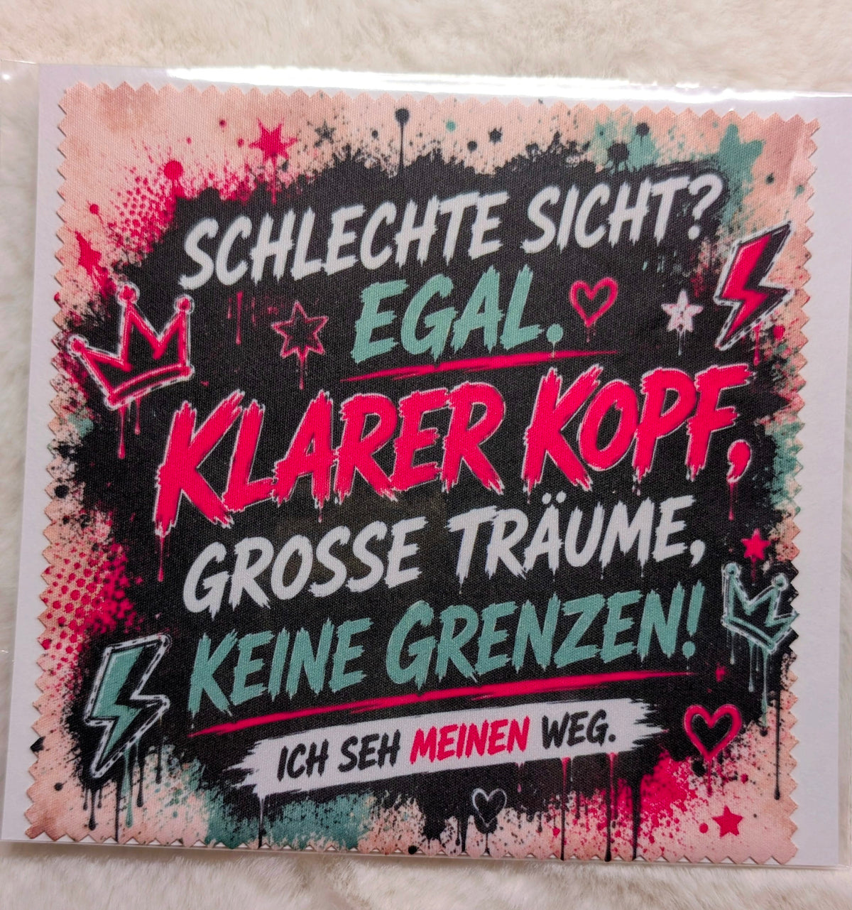 Brillenputztücher mit Sprüchen – klar sehen & lachen!
