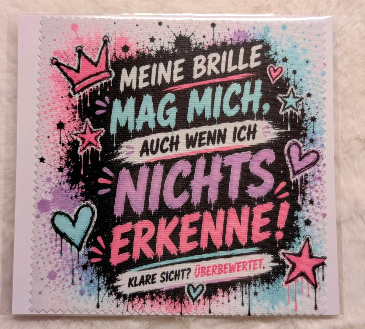 Brillenputztücher mit Sprüchen – klar sehen & lachen!