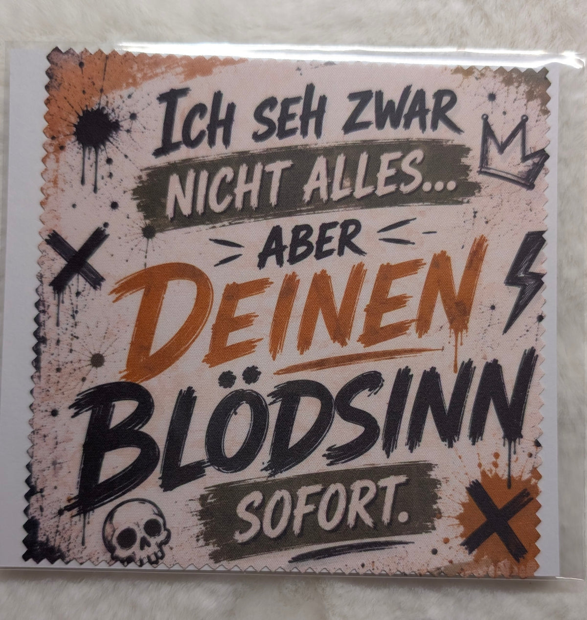 Brillenputztücher mit Sprüchen – klar sehen & lachen!