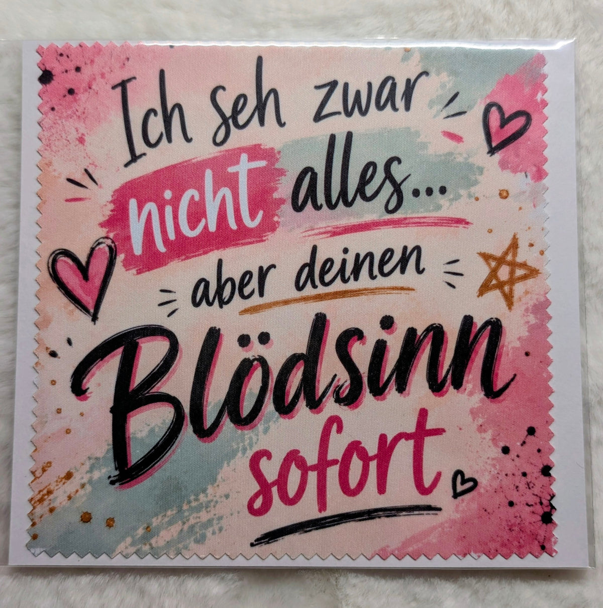 Brillenputztücher mit Sprüchen – klar sehen & lachen!