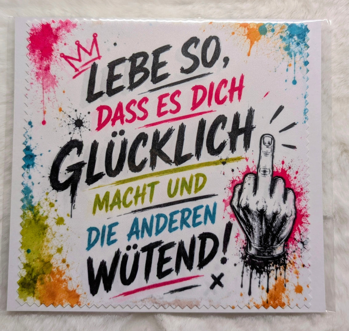 Brillenputztücher mit Sprüchen – klar sehen & lachen!