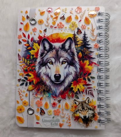 Geschenkset „Wolf“ – 4-teilig | Notizbuch, Stift, Lesezeichen & Schlüsselanhänger