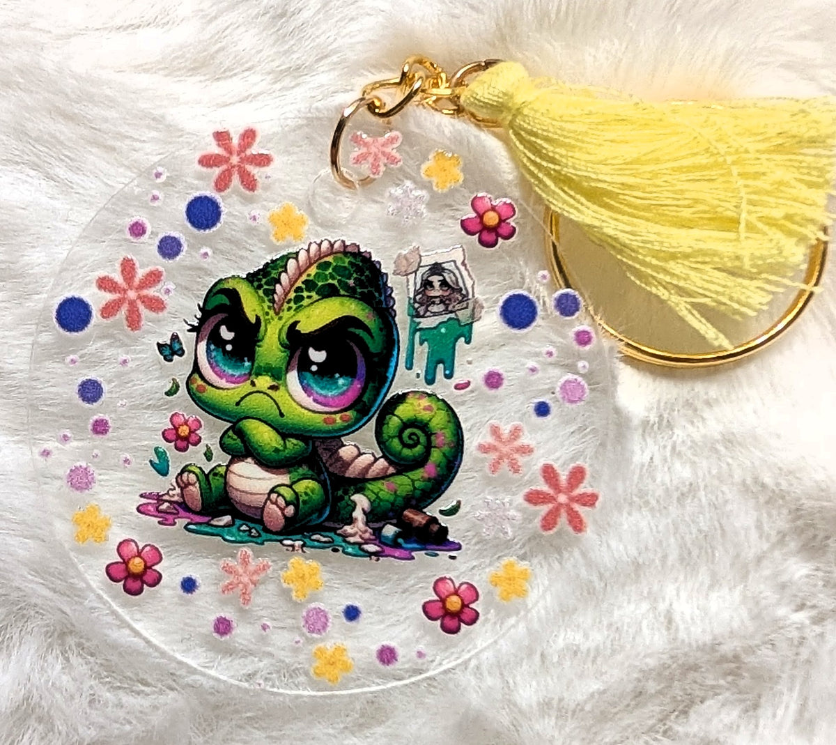 Acryl-Schlüsselanhänger mit Tiermotiv & Quaste | verschiedene Designs