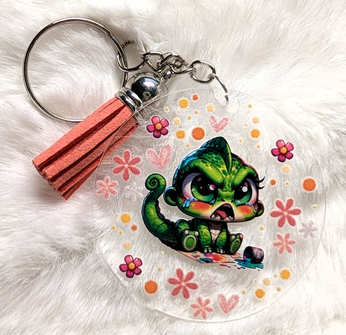 Acryl-Schlüsselanhänger mit Tiermotiv & Quaste | verschiedene Designs
