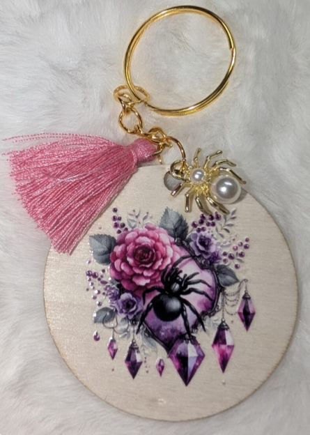 Schlüsselanhänger Spinne – floral & farblich abgestimmt ✨