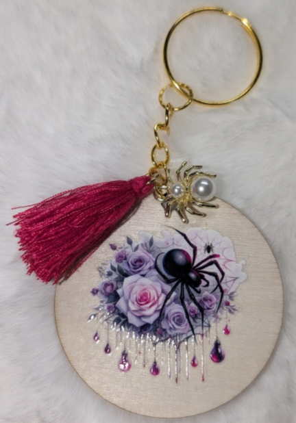 Schlüsselanhänger Spinne – floral & farblich abgestimmt ✨