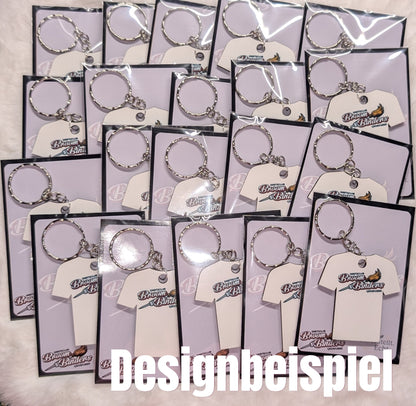 T-Shirt Anhänger aus MDF – beidseitig bedruckt mit Schlüsselring