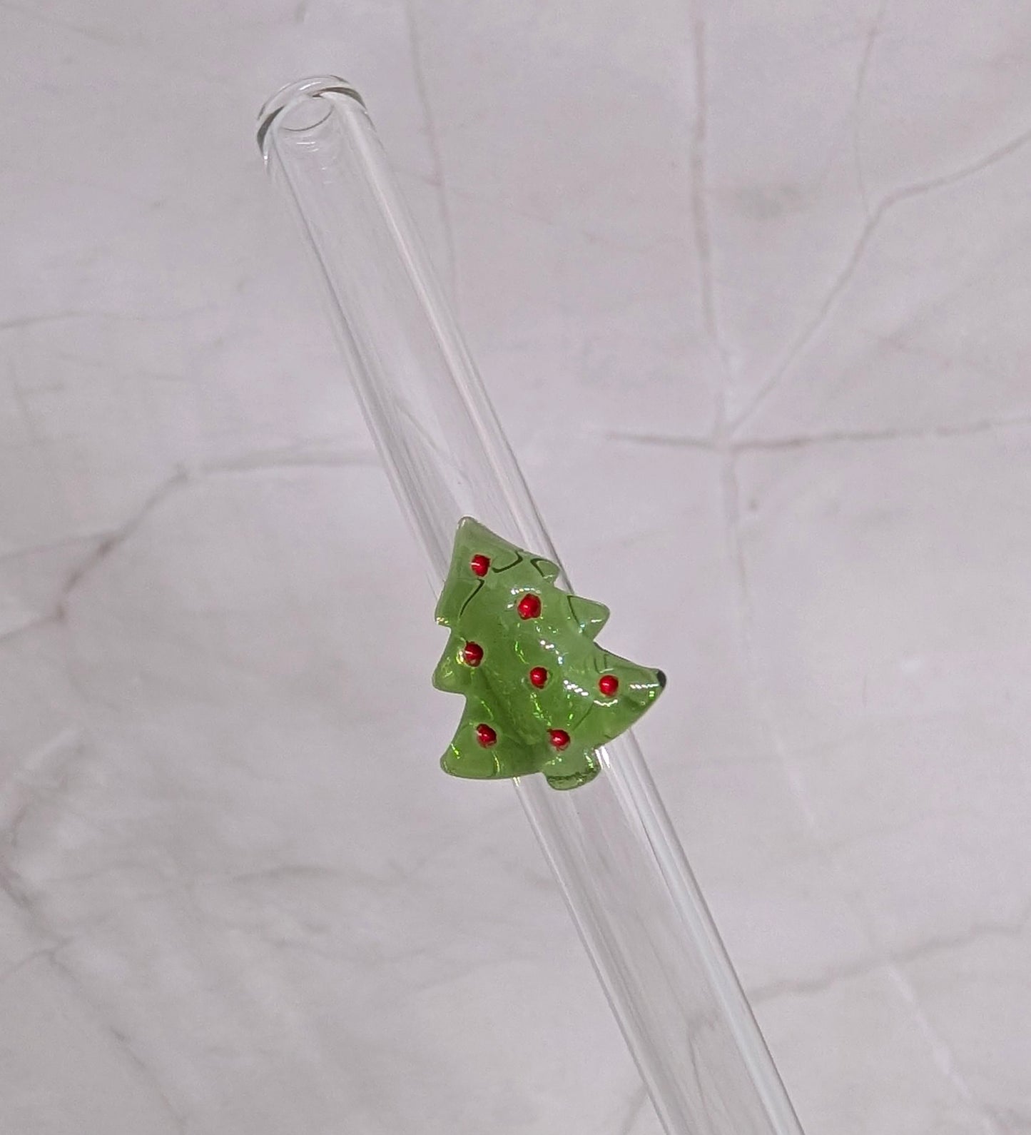 Glastrinkstab mit Weihnachts-Motiv