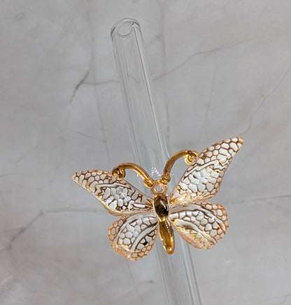 Glastrinkstab mit  Schmetterlings-Motiv