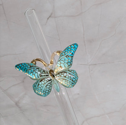 Glastrinkstab mit  Schmetterlings-Motiv