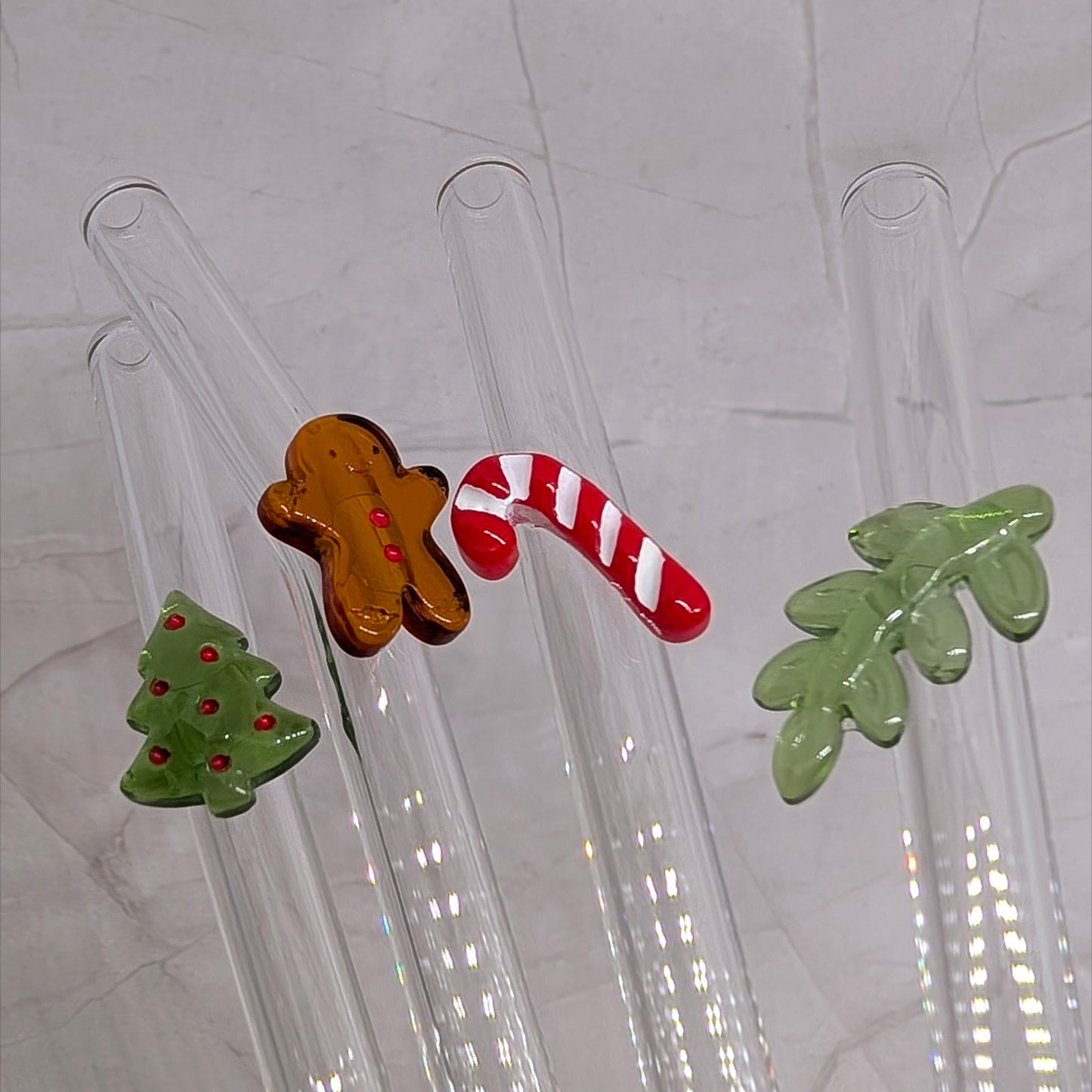 Glastrinkstab mit Weihnachts-Motiv